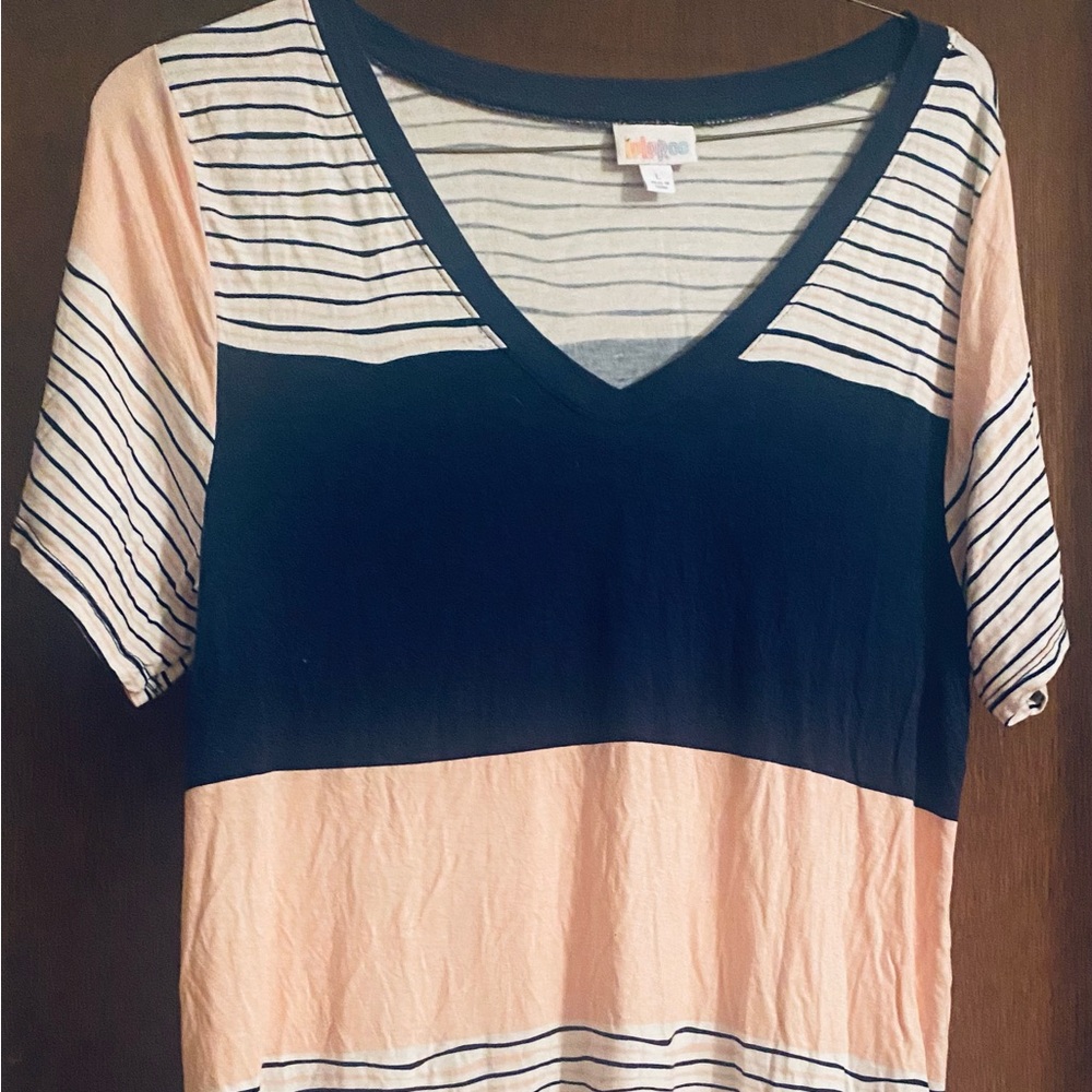 Blue, white, salmon t shirt
